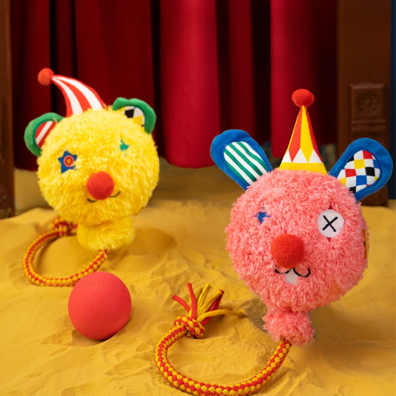 Juguetes de circo para mascotas, juguetes de sonido de perro payaso, lindo conejo resistente a las mordeduras, juguete interactivo para mascotas, accesorios para cachorros Bichon para perros pequeños - imagen 2