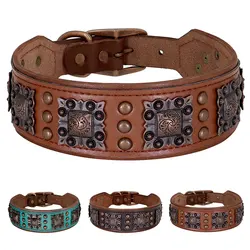 Collar de cuero para perros y gatos – Diseño ajustable y resistente