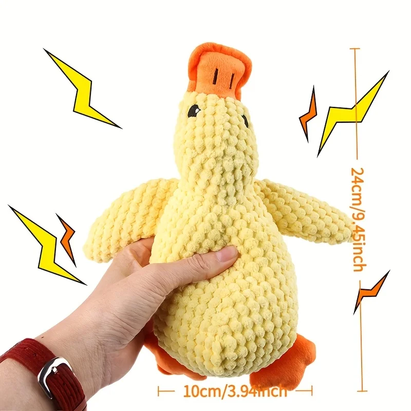 Juguete de peluche para perro, pato amarillo, masticable suave, razas pequeñas y medianas, con efectos de sonido interactivos, ideal para jugar y entrenar, 1 Uds. - imagen 3