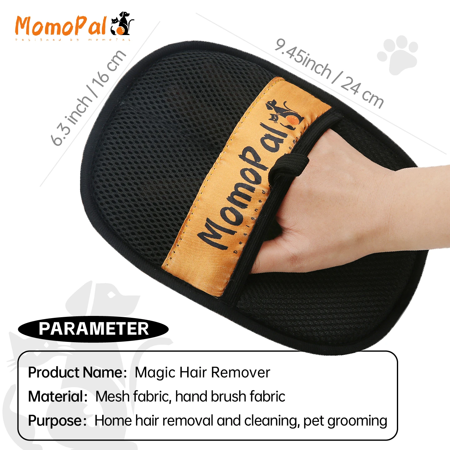 Guantes de aseo para mascotas, cepillo para el pelo de gatos, herramienta de depilación para mascotas, guantes de eliminación estática reutilizables, guantes de aseo de doble cara para mascotas - imagen 2