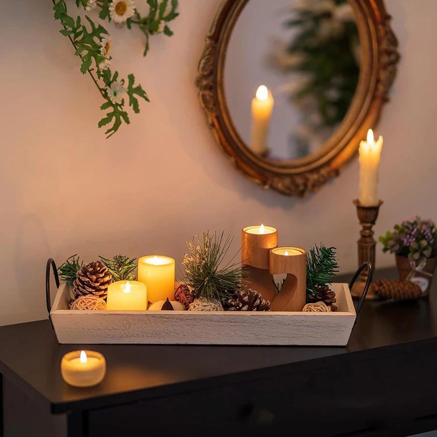 Bandeja de madera rústica con asas para velas – gatos y perros - imagen 4