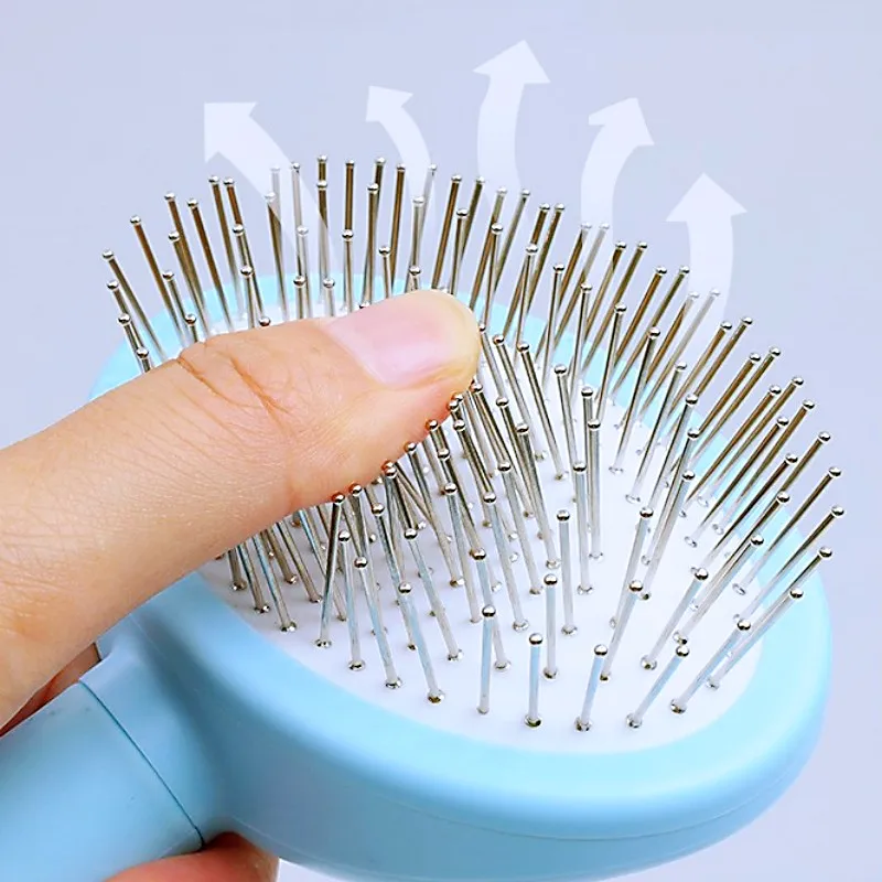 Cepillo de masaje para perros y gatos, peines de acero inoxidable para el cuidado de perros, removedor de pelo de mascotas, mango largo, accesorios para mascotas - imagen 3