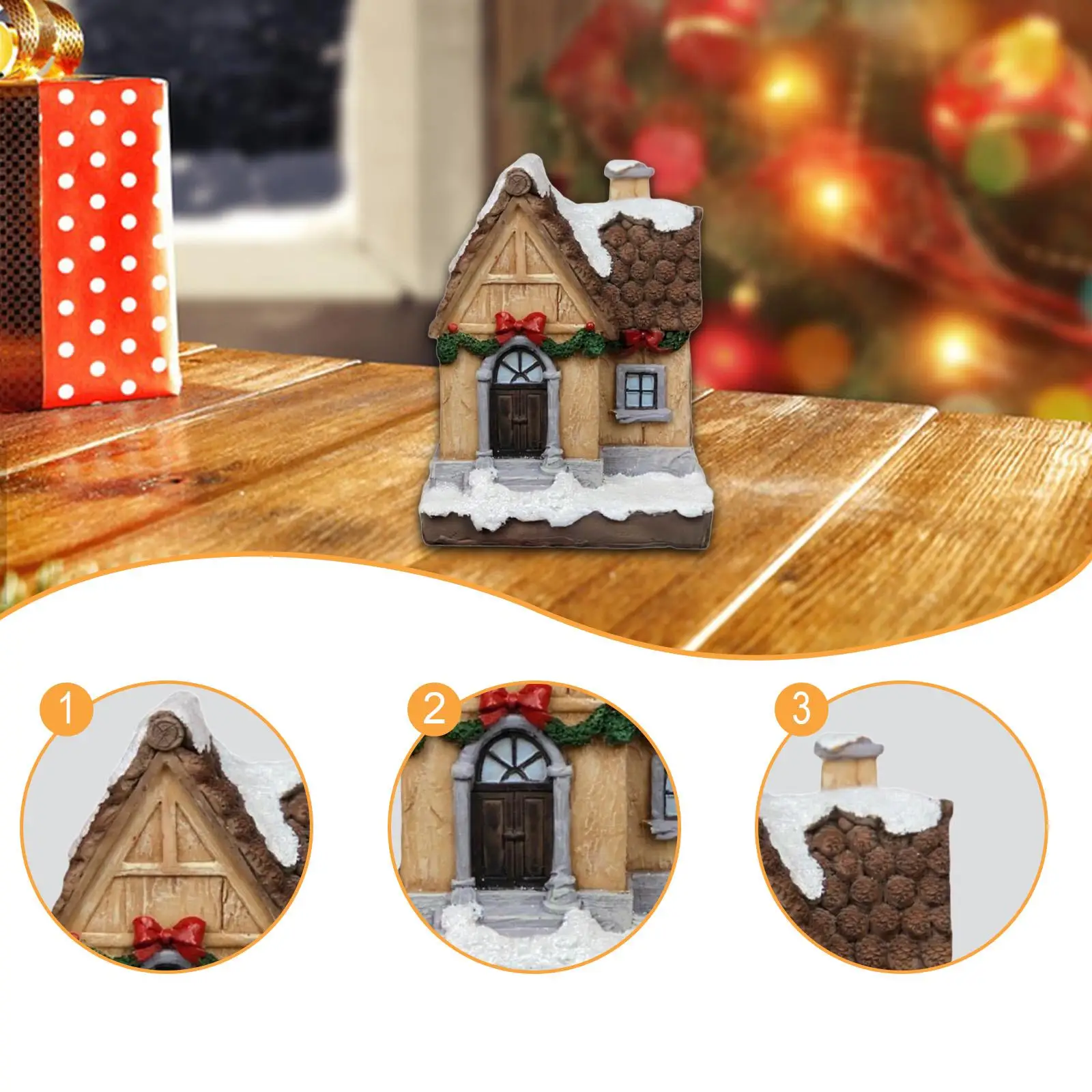 Christmas Village House Nordic Miniature Xmas Landscaping Holiday Gift Vintage Decoration Building Figurine Snow House Sculpture Christmas Village House Nordic Miniature Xmas Landscaping Holiday Gift Vintage Decoration Building Figurine Snow House Sculpture