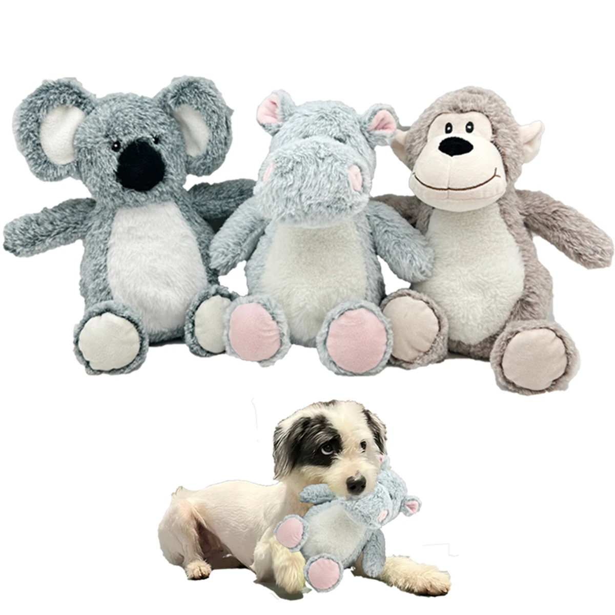 Perros de compañía exprimir, chirrido, hipopótamo, osito de peluche, juguetes de peluche de mono que acompañan todo tipo de perros, grandes, medianos, pequeños - imagen 2