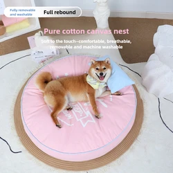 Cojín para perrera para mascotas, nido redondo de lona Universal, extraíble, lavable para perros pequeños y medianos, productos de cama para cachorros y gatos