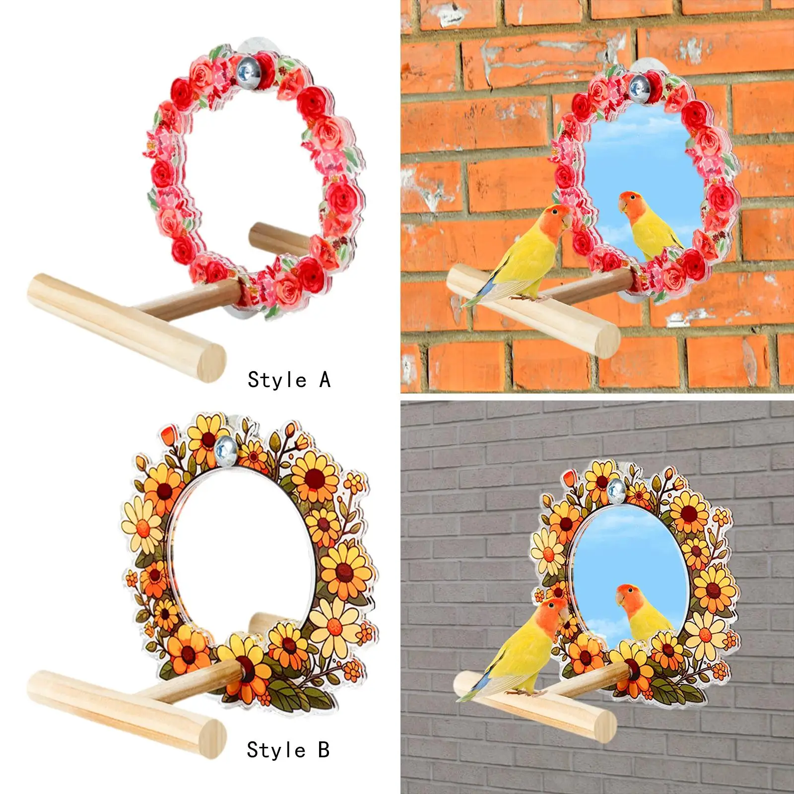 Juguete de columpio para pájaros, divertido juguete con espejo para ahorrar espacio, para canario, africano, gris, guacamayo, Finch - imagen 4