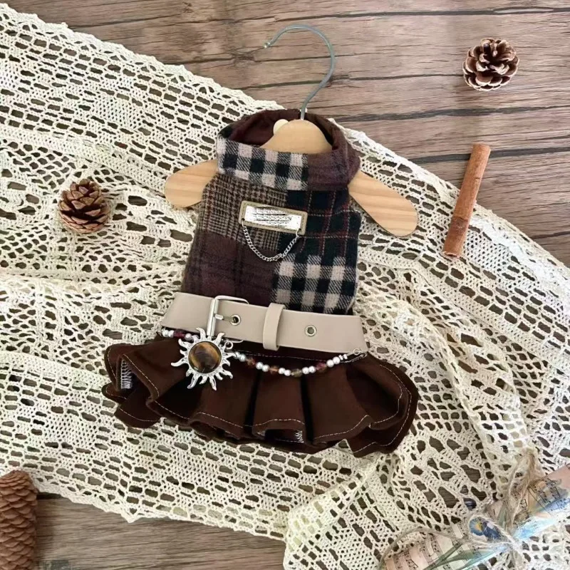 Vestido de tirantes a cuadros invierno para perros pequeños y medianos