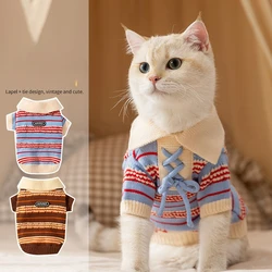 Jersey de punto rayado para perros pequeños y gatos – Cálido y cómodo