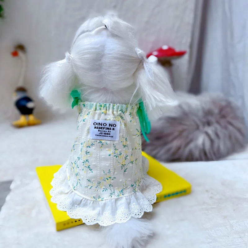 Ropa bonita de algodón para mascotas, vestido con estampado de lazo para perro, disfraz de princesa para perro, accesorios para camiseta Chihuahua, chaleco para cachorro y niña, falda para gato - imagen 3