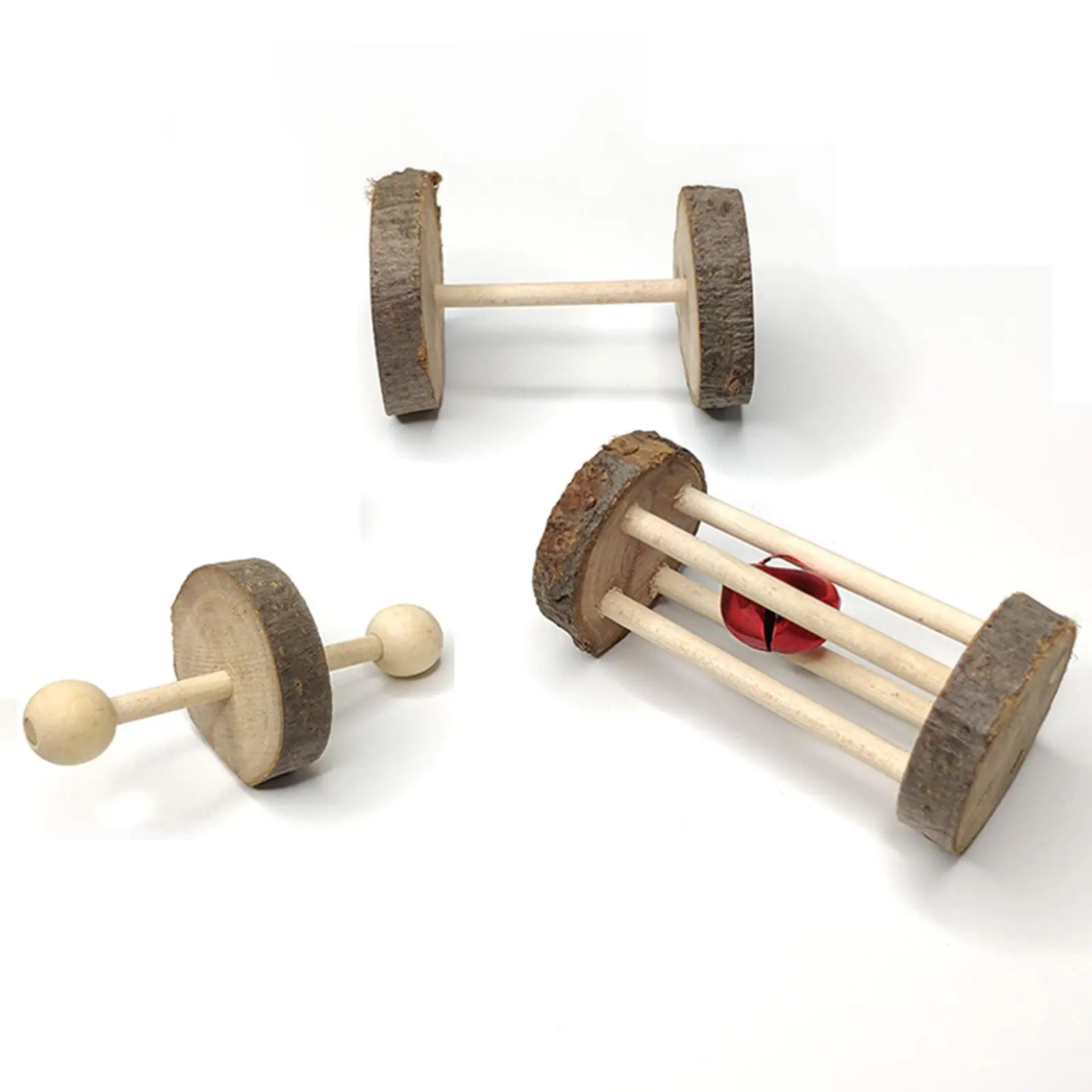 2X 3Pcs Wooden Unicycle for Guinea Pigs Grinding Toy Hamster Roller Toys