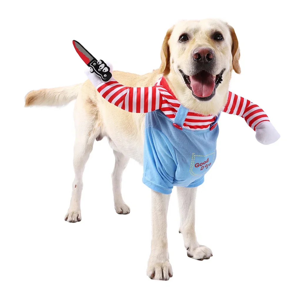 Ropa divertida de Halloween para perros pequeños y medianos, disfraz de mascota con cuchillo, bonito disfraz de fiesta para gatos, trajes de Chihuahua - imagen 4