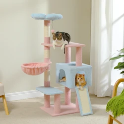 Árbol para gatos flor multínivel con sisal, hamaca y juguetes