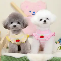 Chaleco rayas con cerezas para perro caniche y gato – Ropa veraniega