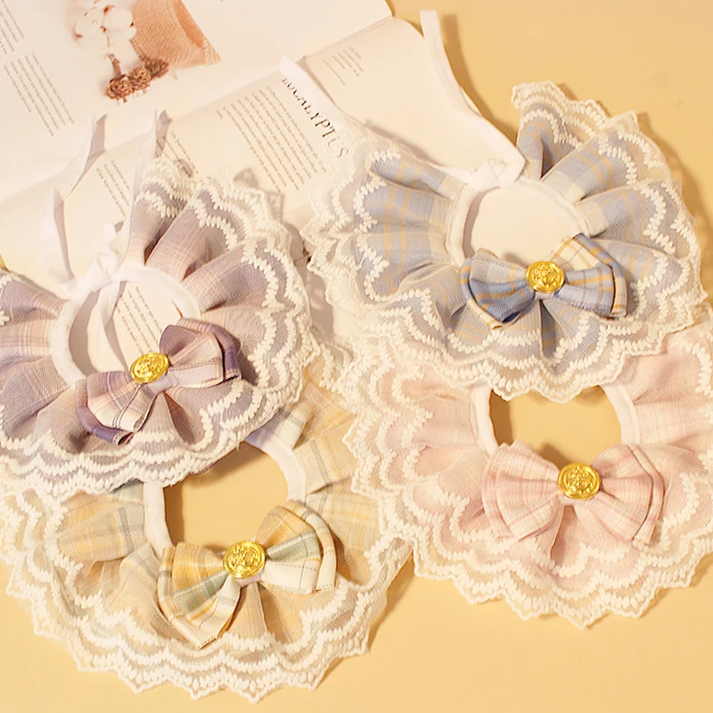 Navidad mascota saliva bolsillo juguetón lindo delicado encaje arco gato collar cabeza cubierta gato círculo pequeño perro bufanda - imagen 3