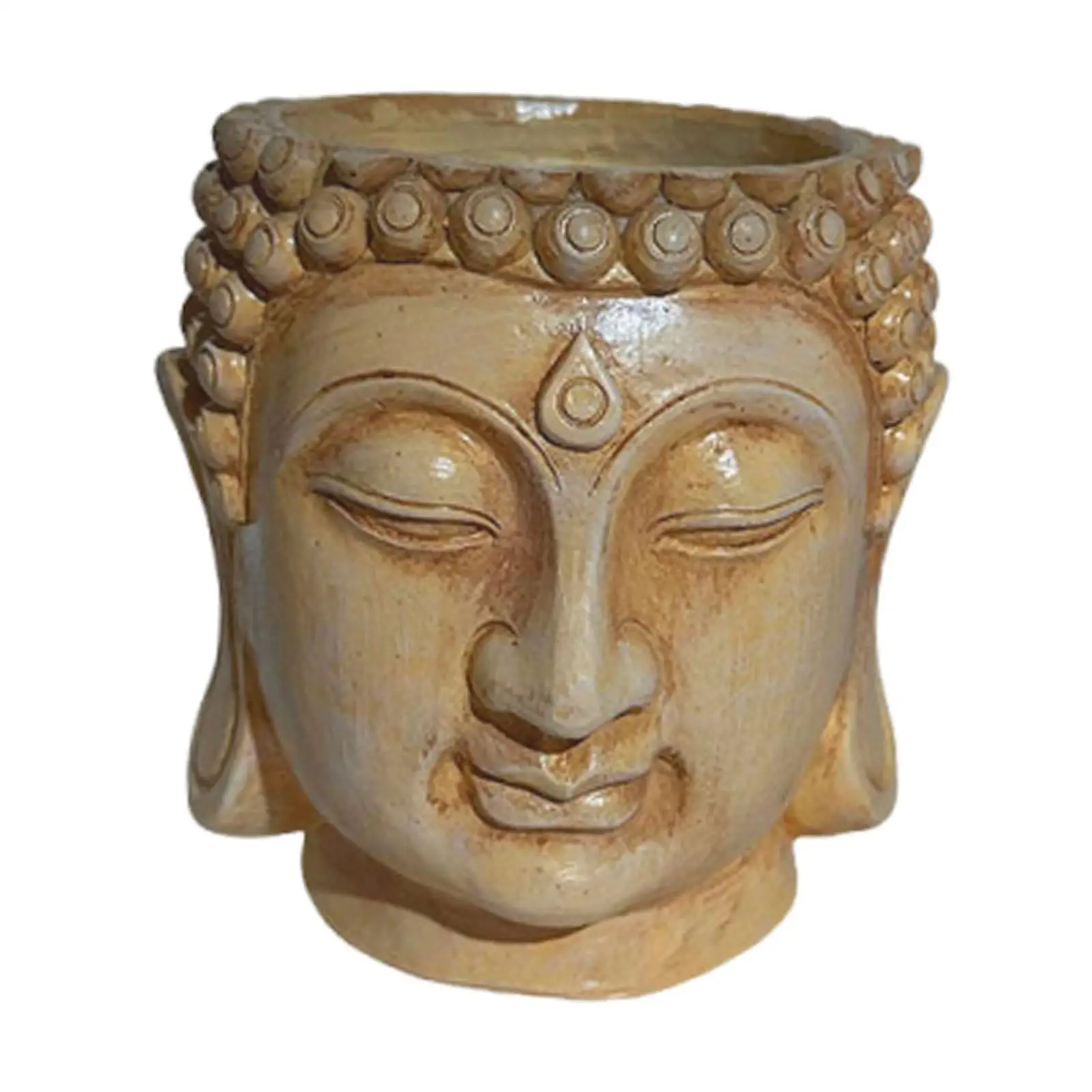 Maceta con cabeza de Buda - macetero decorativo para exterior y jardín - imagen 3
