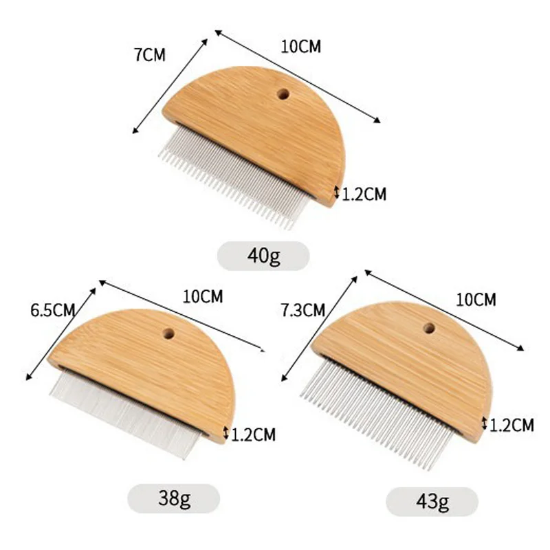 Removedor de pelo de mascotas con mango de madera, cepillo de aguja para gatos, perros, peine para eliminar piojos, herramientas de aseo para gatitos, cepillo para perros, suministros para mascotas