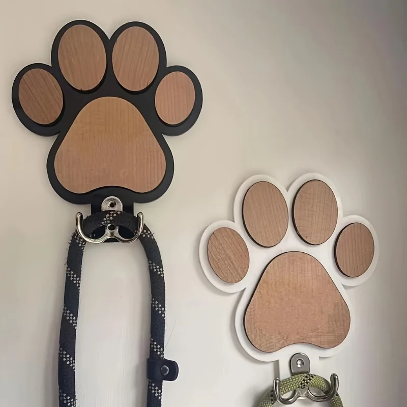Colgador de correa para perro con estampado de pata, gancho de pared, abrigos y collares de madera, soporte con diseño de garra, regalo para amantes de los perros - imagen 4