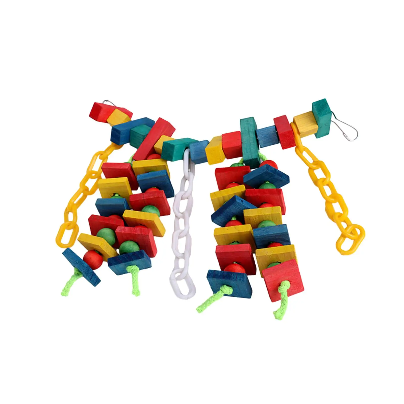 Multicolored Wooden Blocks Parrot Cage Bite Toy for Macaws Caiques