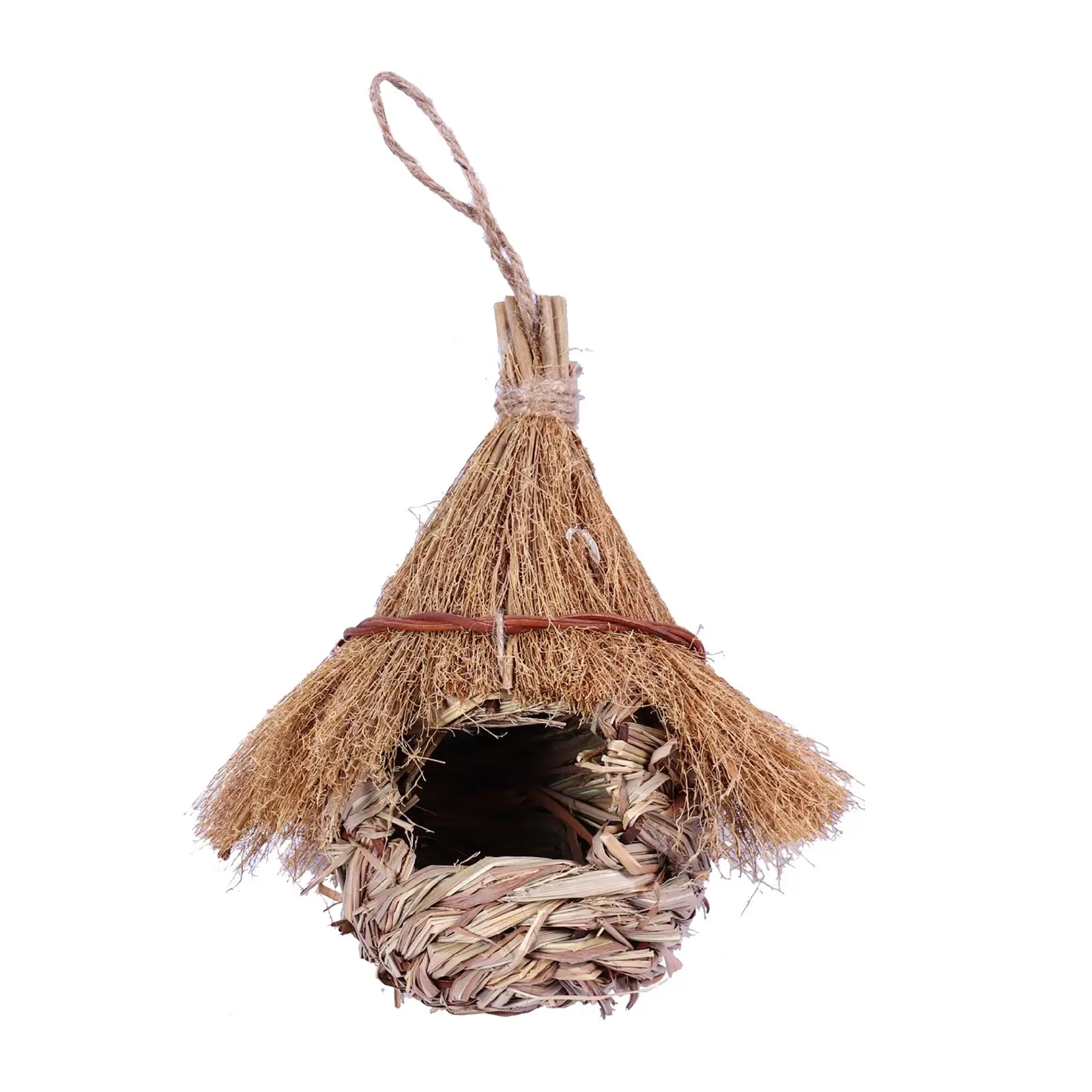 Hand Woven Hummingbird Nest Grass Birds Nest Shelter Hut Wren Finch Bird House for Outdoor Lawn Garden Decor Hand Woven Hummingbird Nest Grass Birds Nest Shelter Hut Wren Finch Bird House for Outdoor Lawn Garden Decor