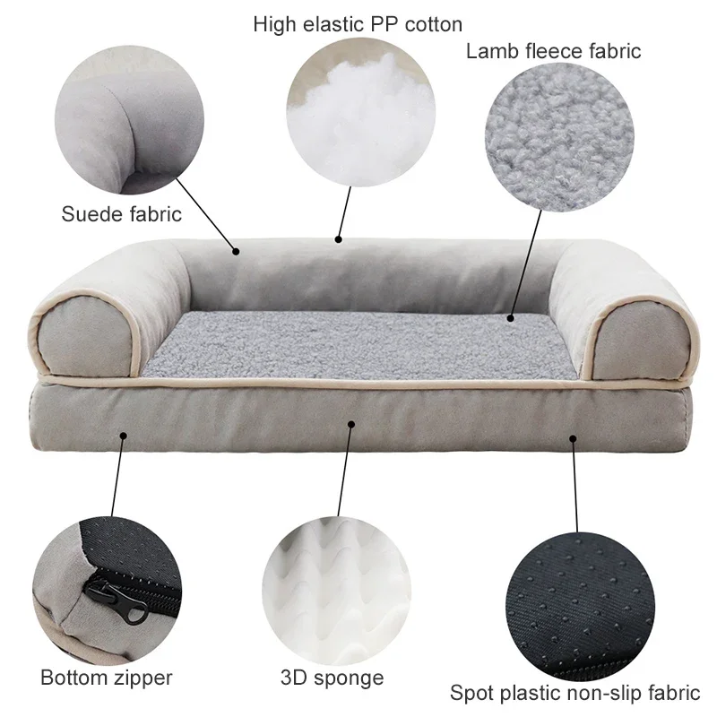 Cama de invierno para perros, sofá para dormir profundo, espuma viscoelástica para cachorros, cama cómoda de felpa suave, estera cálida gruesa cuadrada mediana y grande - imagen 4