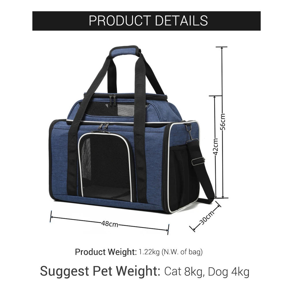Bolsa transportadora para perros, bolsa transportadora de mascotas de viaje de gran capacidad expandible superior de lujo para perros pequeños y gatos, bolsa de mano transpirable antiarañazos para perros - imagen 2