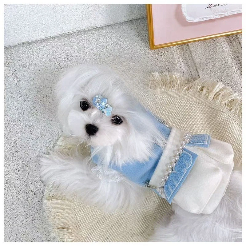 Vestido de otoño/invierno para mascotas, abrigo esponjoso para parejas, ropa de peluche Yorkshire, abrigo de invierno, ropa para perros pequeños, ropa para cachorros - imagen 3