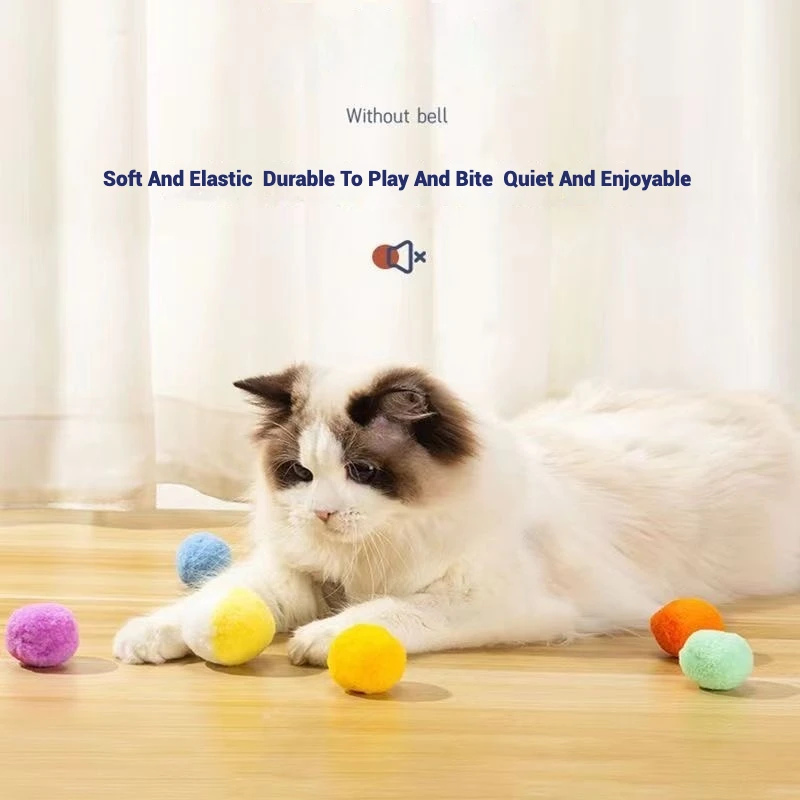 Juguete relajante para gatos, lanzador de bolas de peluche, pistola de juguete, juego interactivo con 20 50 100 bolas para gatos, suministros para mascotas - imagen 3