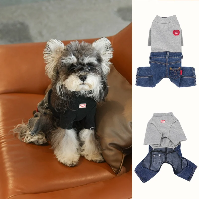 Mono vaquero para mascotas, monos para perros, ropa para invierno, jersey para perros, monos de 4 patas, camiseta, ropa para perros para mascotas para clima frío - imagen 2