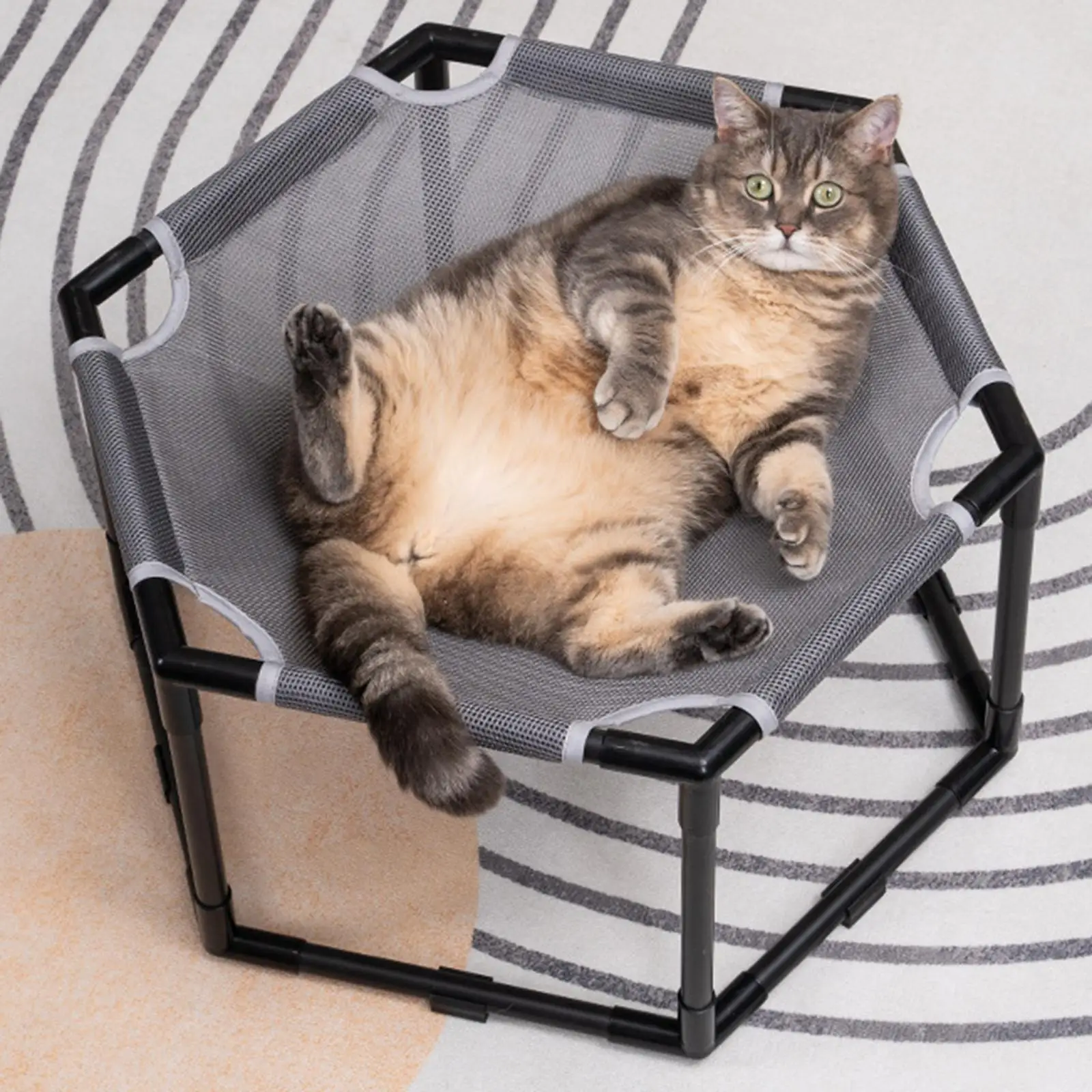 Cat Hammock Bed Hexagon Furniture Protection Elevated Cat Bed for Kitten