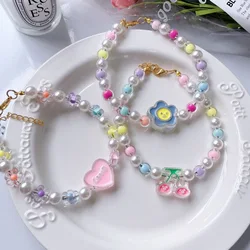 Collar de cuentas de flores para Gato, cadena para el cuello para perro y gato, anillo ajustable para el cuello, accesorios para mascotas, accesorios para perros pequeños