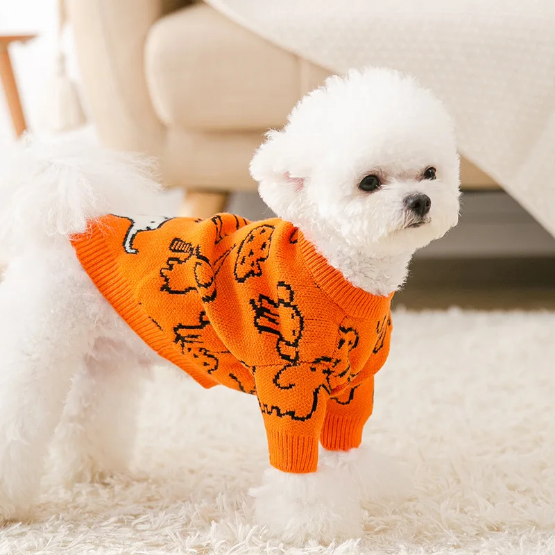 Suéter para perros con estampado de elefante, abrigo tejido para perros, ropa cálida para perros, ropa de invierno para perros, disfraz de Bichon Chihuahua, suéteres para gatos - imagen 3