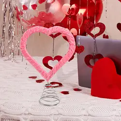 Adorno de árbol de San Valentín con corazón rosa de terciopelo tejido, adornos de hierro y madera, acento decorativo para Festival, boda, compromiso, Año Nuevo