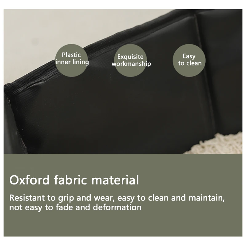 พับกล่องครอก Oxford ผ้าพับ Litter PAN Leak-Proof กันน้ําสัตว์เลี้ยงห้องน้ําแมว Litterbox สําหรับรถยนต์ Camping Road TRIP - imagen 5