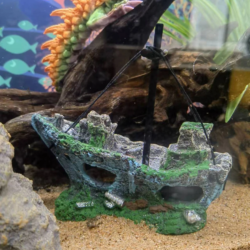 Adornos creativos de pecera con forma de naufragio, decoración de paisajismo, resina de Acuario, Rocalla, adornos artesanales para el hogar, D9266 - imagen 3