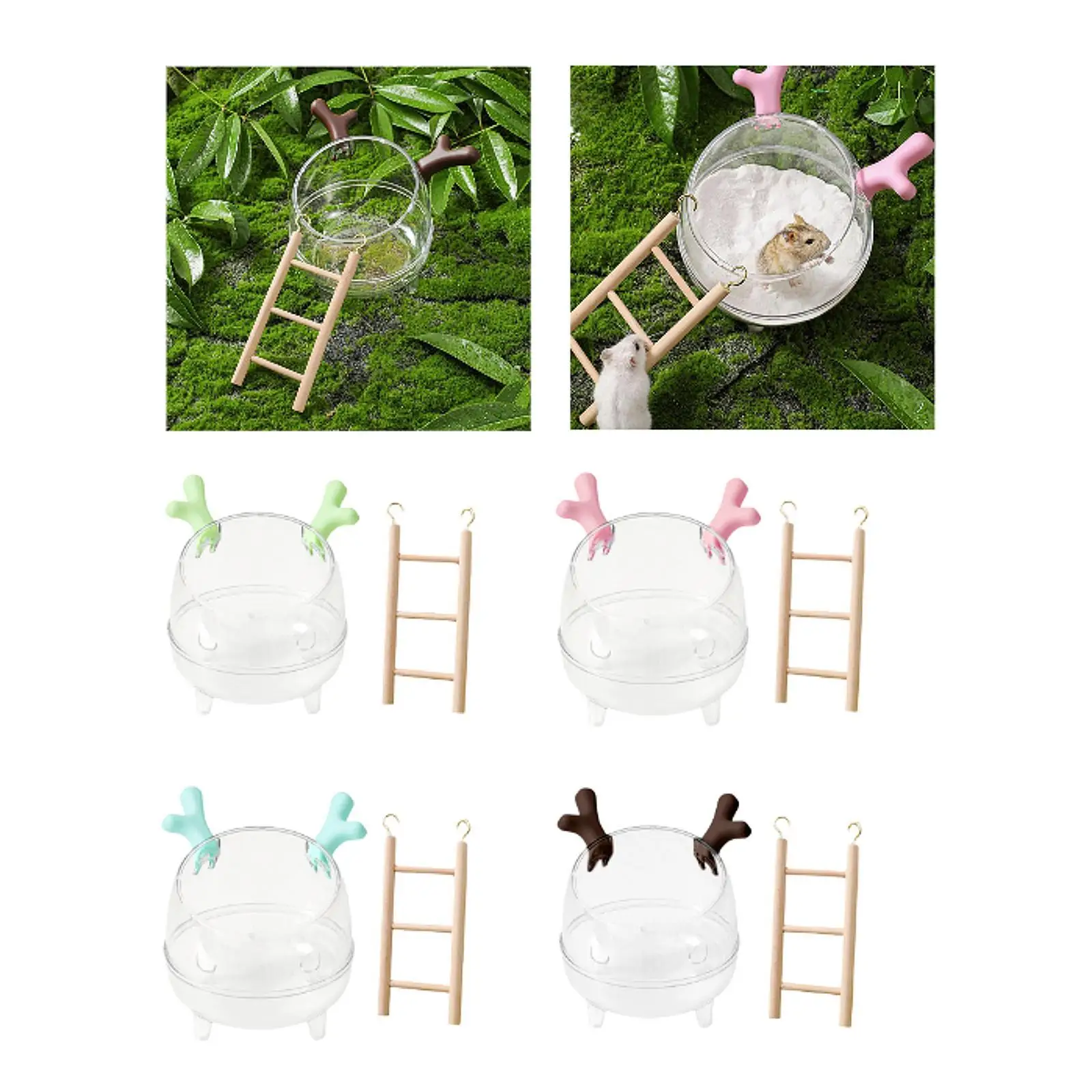 Hamster Sand Bath Container,Small Animal Shower Hideout,Clear,Small Pet Bathroom Sand Bath Box Hamster Toilet for Gerbil,Mice