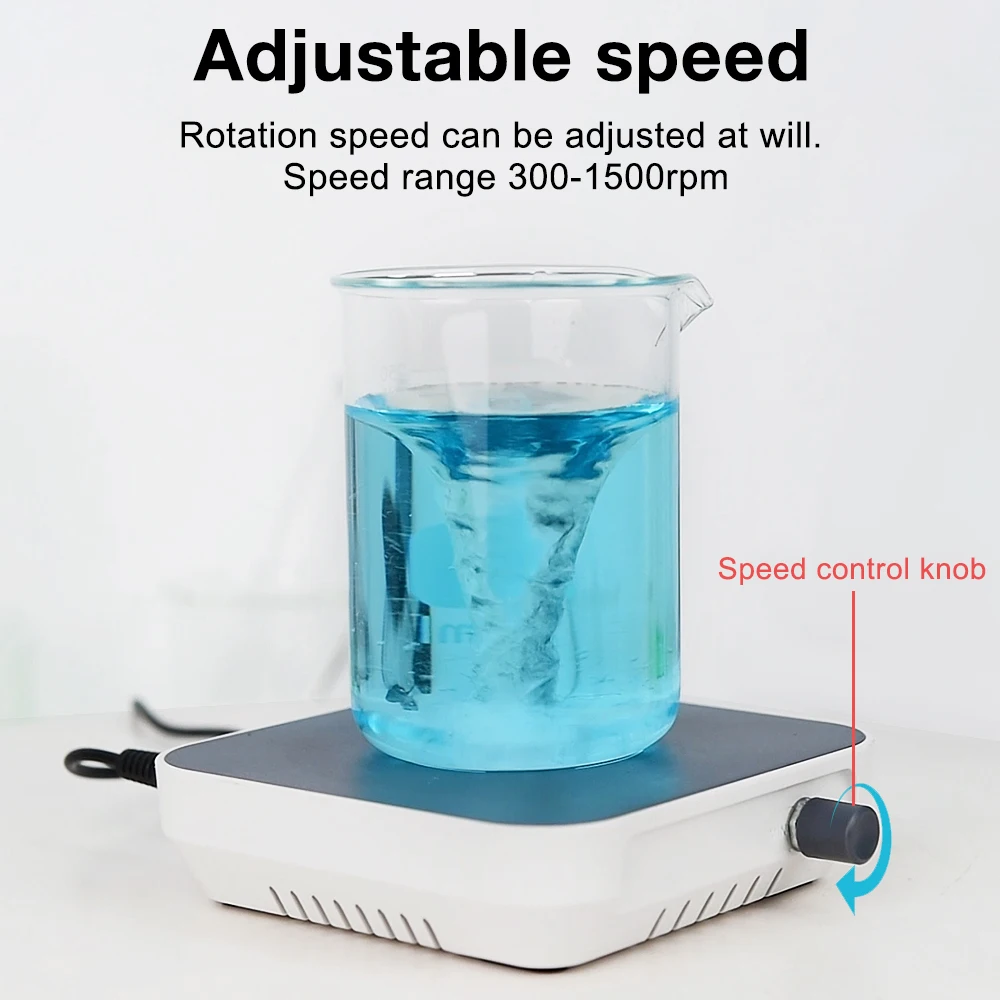 Agitador magnético de laboratorio de 2000ml, Mini máquina mezcladora de líquidos de velocidad ajustable de 1500RPM, microagitador magnético con barra agitadora - imagen 5