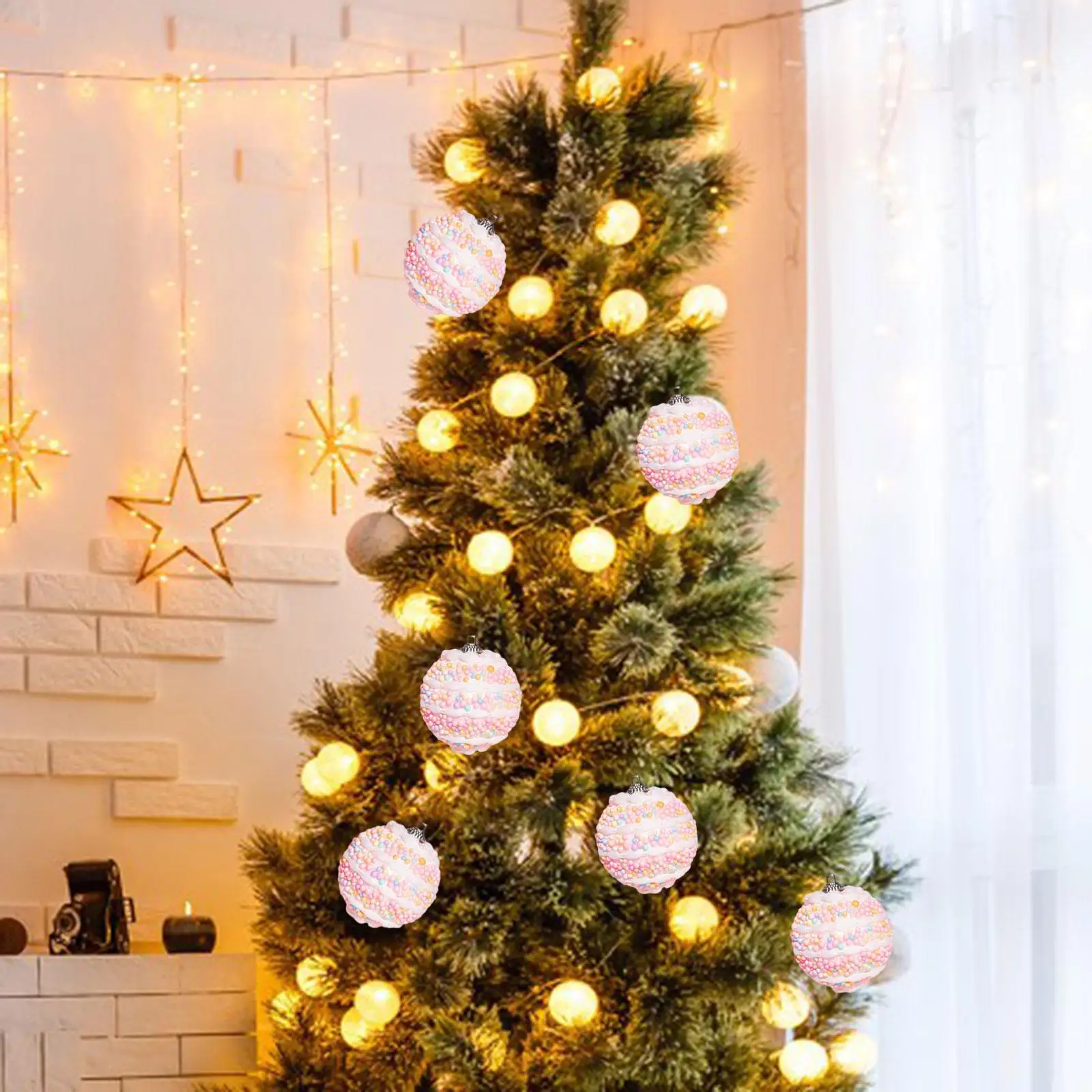 6x adornos de bolas de Navidad adornos decorativos decoraciones para árboles de Navidad colgantes para restaurante - imagen 3