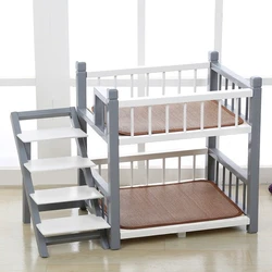 Litera doble de madera para gatos con escaleras – Cama alta para gatitos