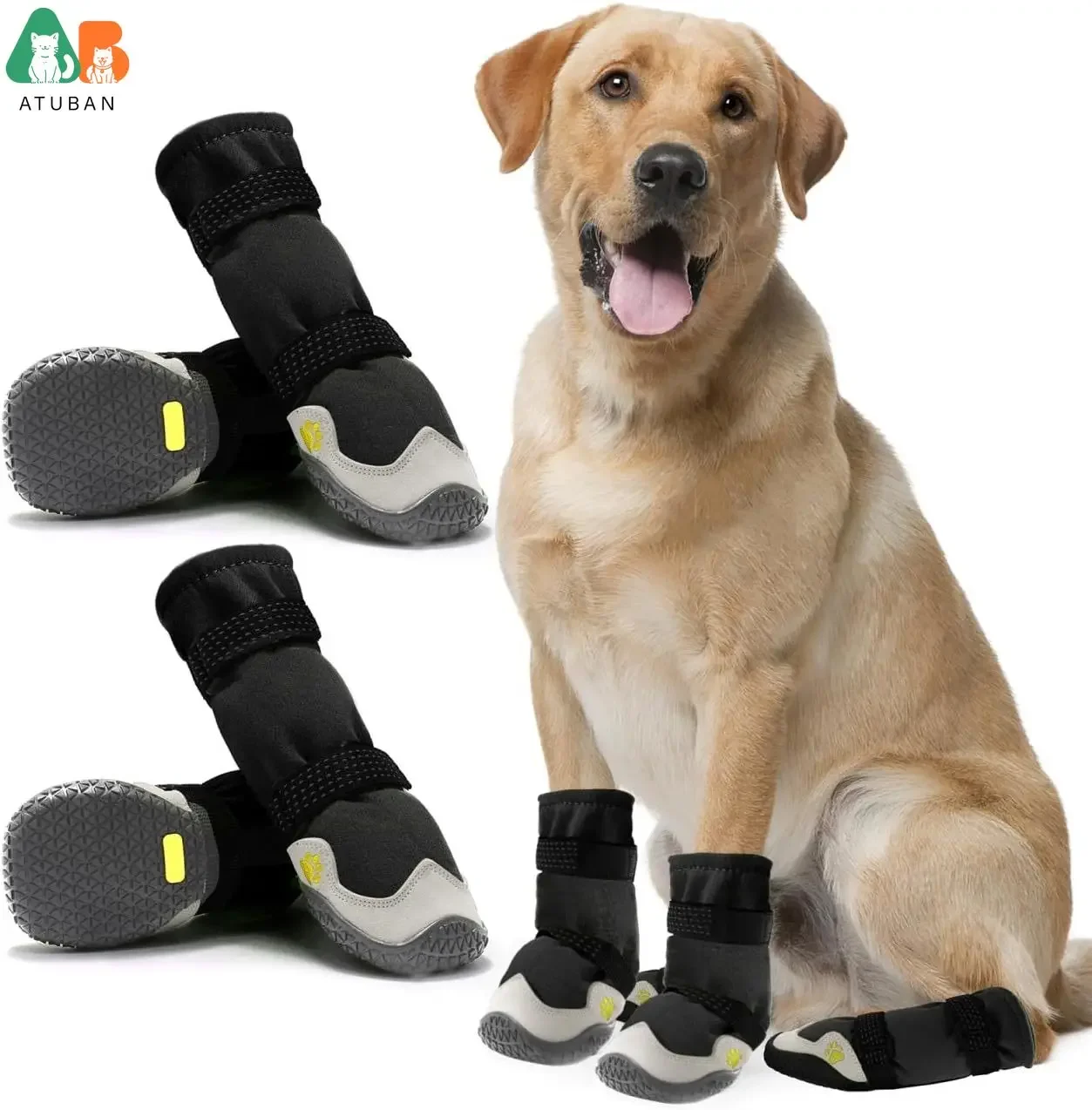 ATUBAN-zapatos antideslizantes para perros, botas y protectores de patas para el día lluvioso de verano, botas de nieve para perros, zapatos impermeables