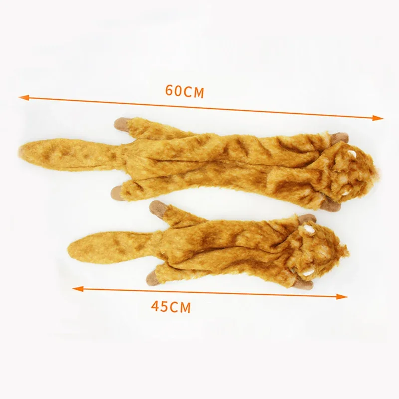 Juguete de peluche para masticar perros, 45/60CM, con chirriador, forma de Animal para perros pequeños y medianos, cachorros, zorro, Wolfdog, ardilla, León, Tigre, leopardo - imagen 2