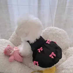Vestidos para perros de compañía, princesa, viento, gasa ligera que fluye, falda con tirantes y lazo, vestido con tirantes, ropa fina transpirable para perros TeddyPet