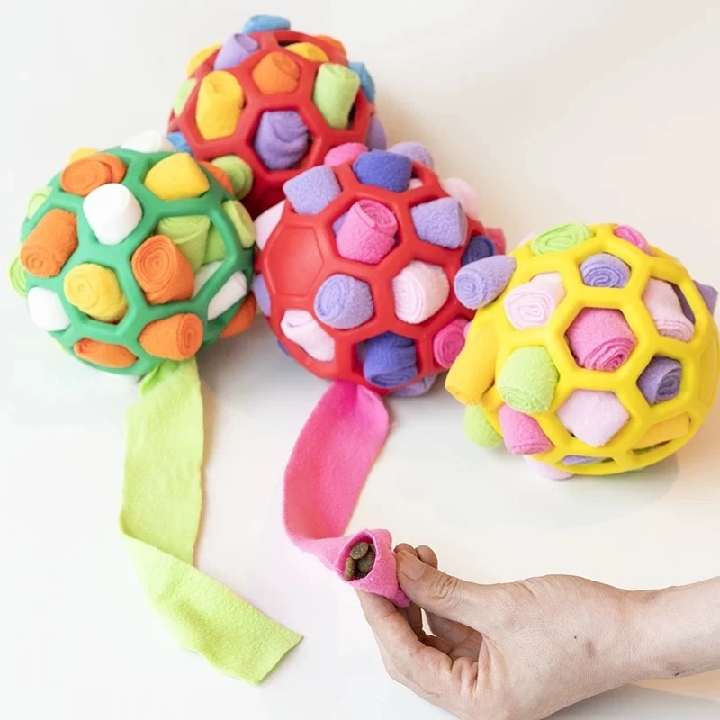 Bola de snuffle de goma multifuncional para perros, juguete oculto de goma suave y duradero para buscar la ansiedad y el cuidado Dental - imagen 3