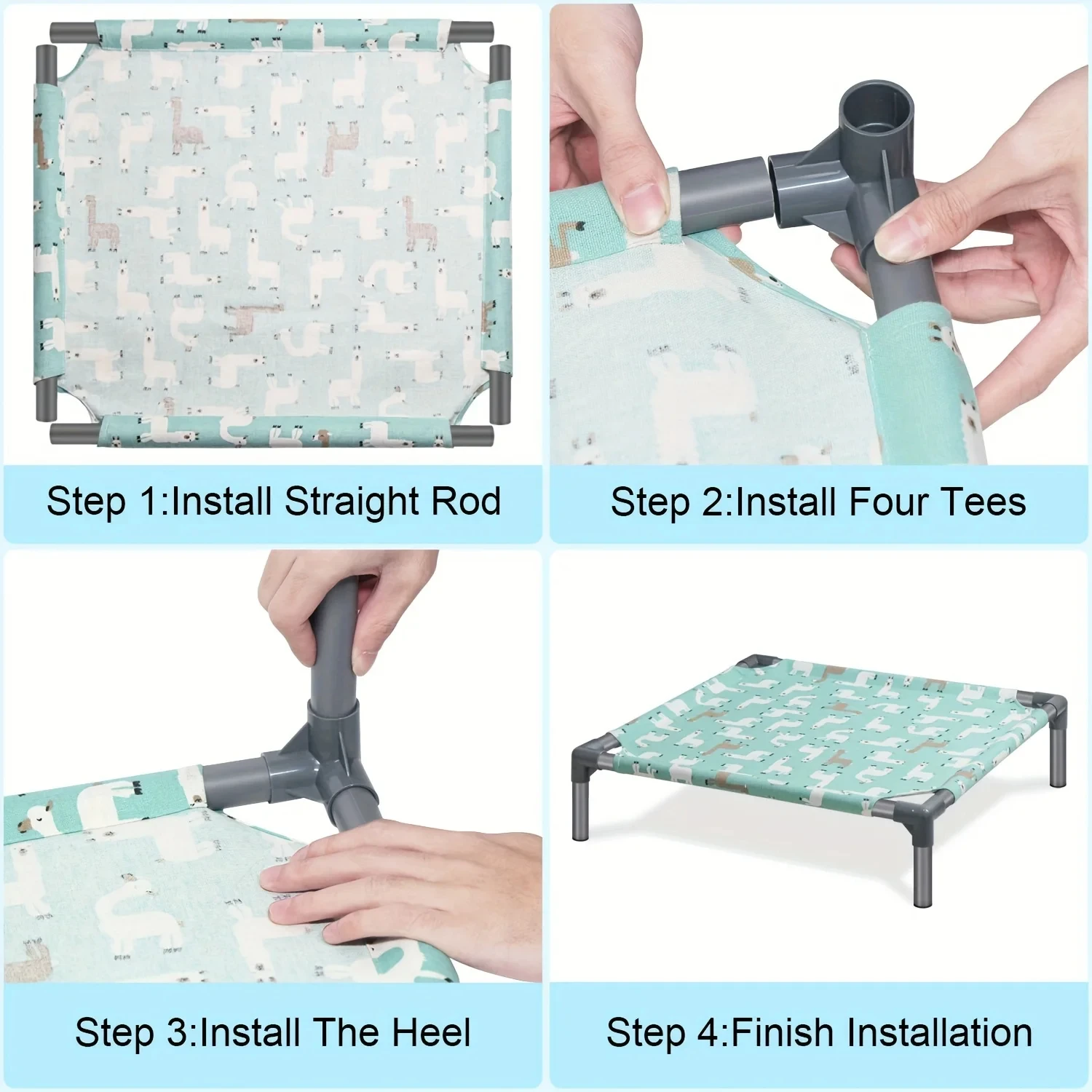 Cama de hamaca desmontable para perros con alfombrilla de cama lavable, cómoda cama para perros elevada a prueba de humedad con fondo antideslizante, elevador rectangular - imagen 5