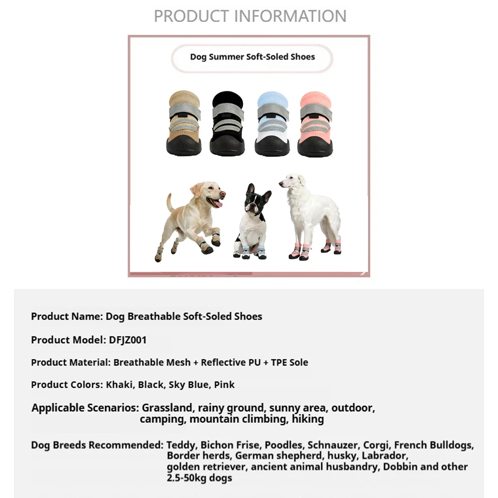 Botas transpirables para perro, suela suave antideslizante y resistente - imagen 3