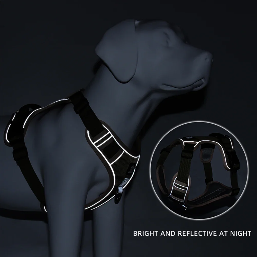 Arnés para perros medianos y grandes, Collar Labrador, arnés ajustable reflectante del ejército, tela Oxford, chaleco para mascotas, entrenamiento, perro para caminar - imagen 4
