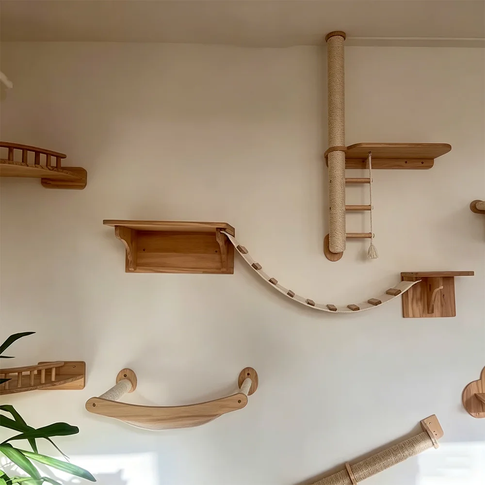 Estantes de macramé para gatos con hamaca y escalones colgantes - imagen 4