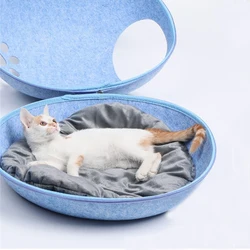 Cama huevo para gatos, nido suave con colchón de fieltro y abertura