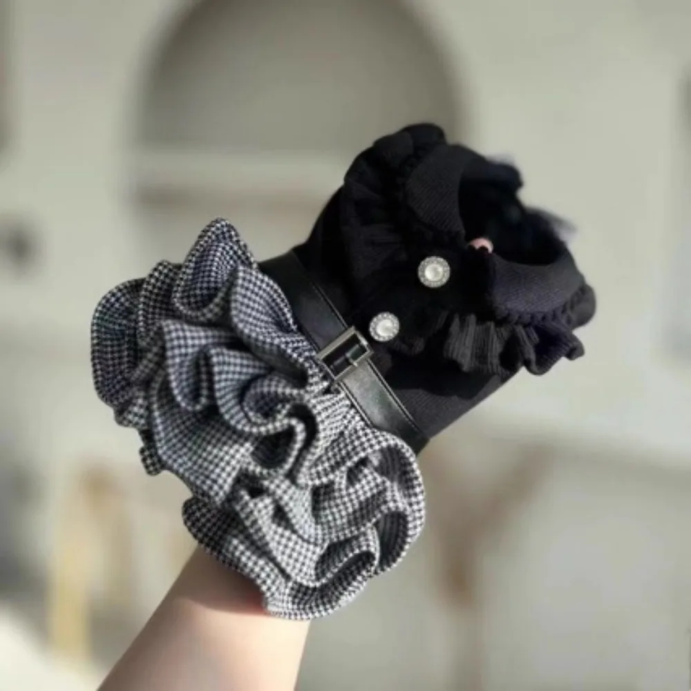 Abrigo de lana para mascotas de otoño e invierno, bonito vestido de pastel a cuadros, ropa de peluche para perros pequeños, vestidos para perros pequeños, ropa para cachorros