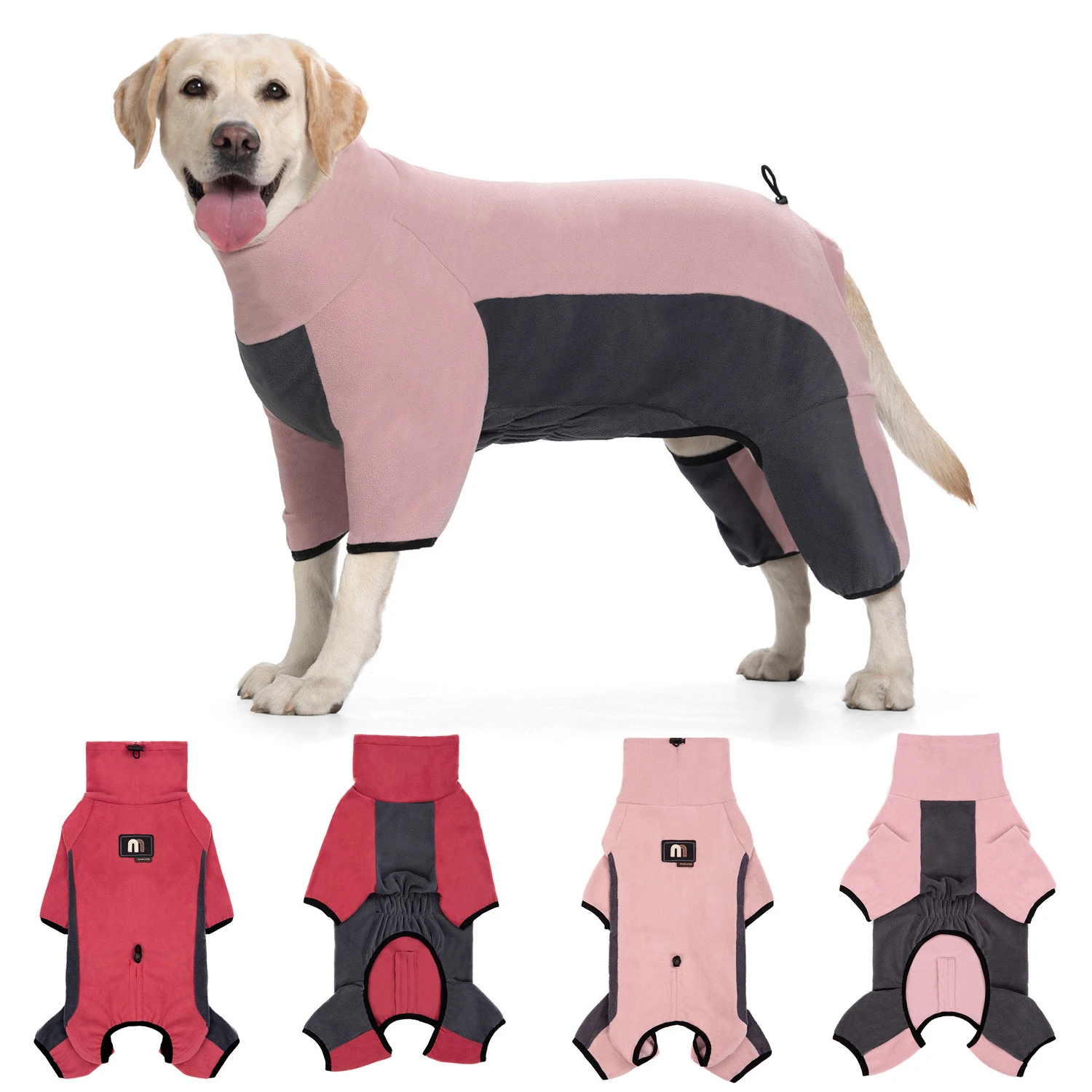 Mono a prueba de viento para perros, pijama de lana con cuello alto para perros, abrigo de invierno para perros en clima frío, jersey, ropa para perros medianos y grandes