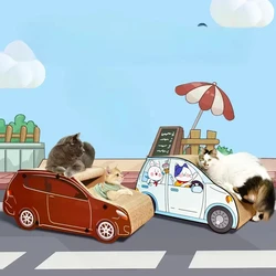 Casa para gatos forma coche rascador escondite cama durable